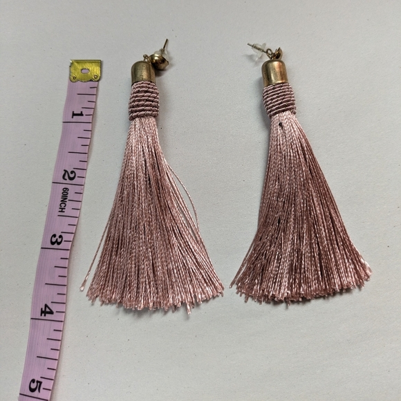 Rose Gold Tassel Earrings - Picture 3 of 3